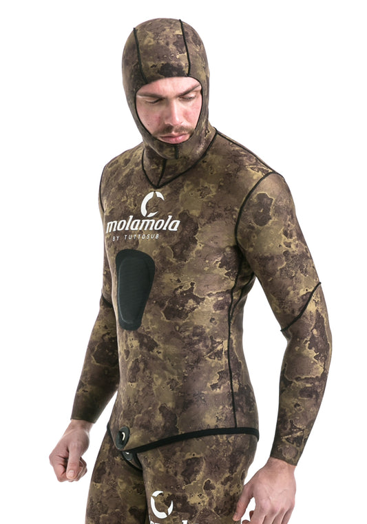 Giacca muta umida in neoprene spaccato-foderato camouflage