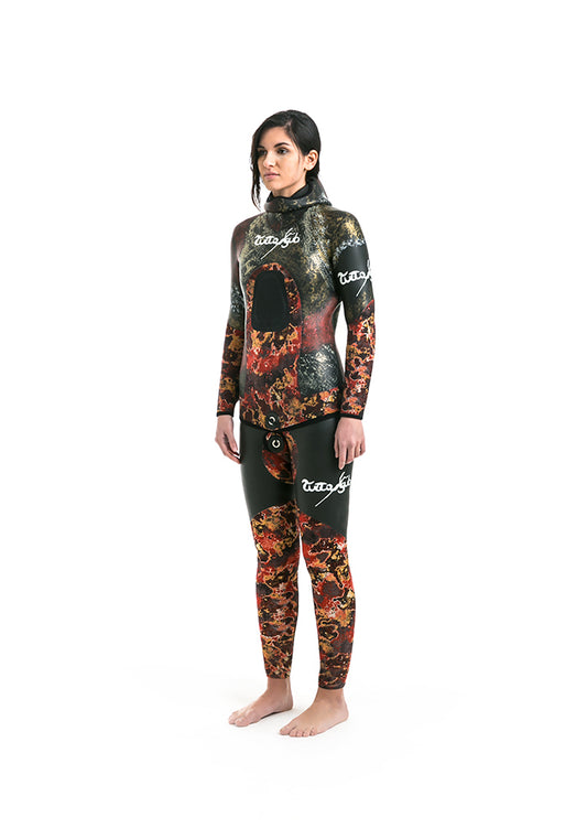 Muta completa spaccato-liscio con inserti in neoprene spaccato foderato camouflage
